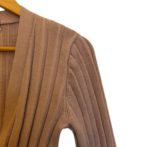 Aritzia Wilfred Plunge Front Cardigan Wool Cotton V-neck Crop Fitted Pleated S - Picture 6 of 10